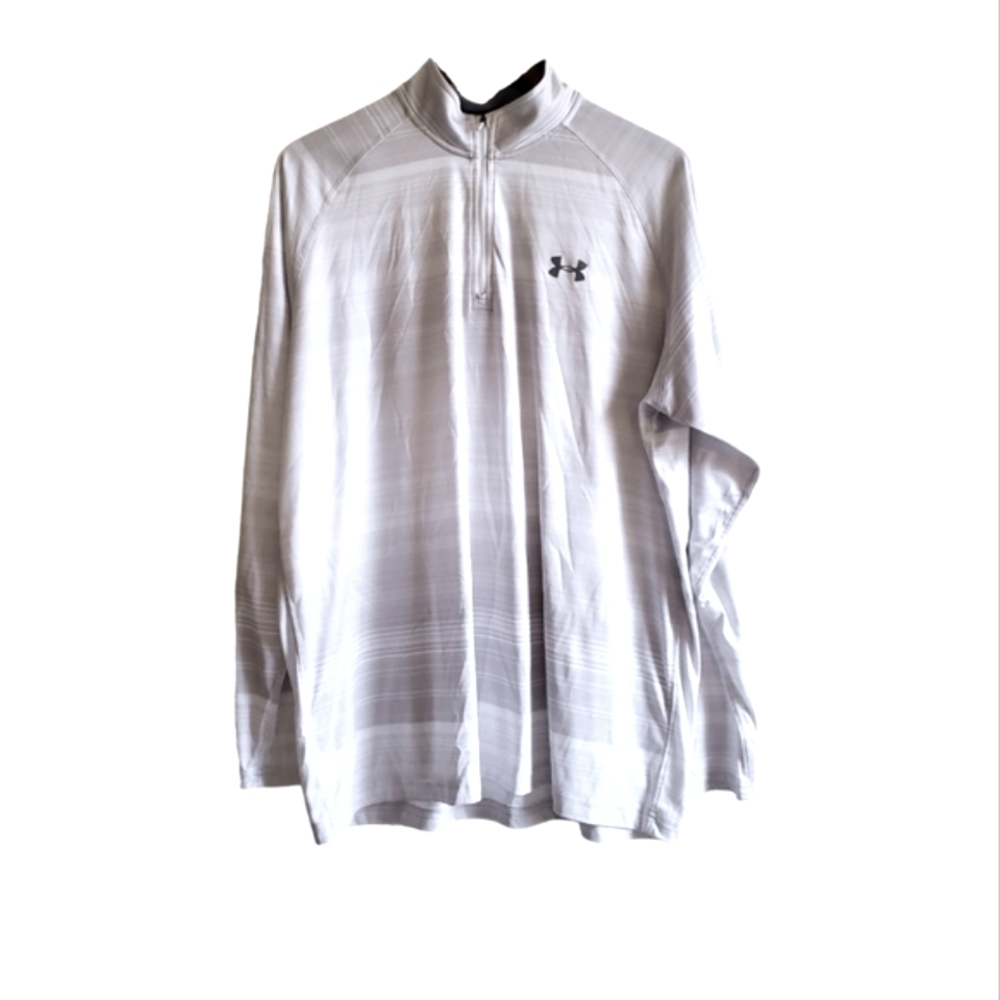 Under Armour Loose Fit 1/4 Zip White & Grey Pullover XL
